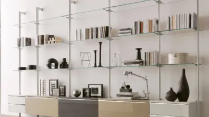 Libreria DL-300 CLARK con pensili in Laccato Lucido di Ponti Terenghi