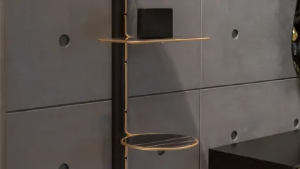 Libreria sospesa di design in legno con ripiani in grès porcellanato Icon di Tonin Casa