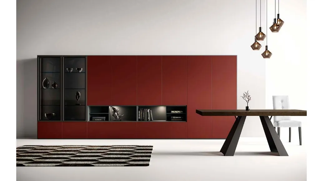 Libreria a muro Kosmos KL204 in laccato opaco di Mercantini