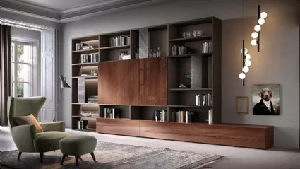 Libreria a muro Kosmos KL207 in legno di Mercantini