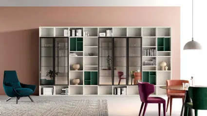 Libreria  a muro Kosmos KL208 in laccato opaco di Mercantini