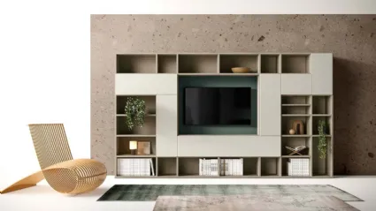 Libreria a muro Kosmos KL214 in laccato opaco di Mercantini