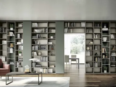 Libreria componibile a muro Living 809 in laccato opaco di Spagnol Mobili