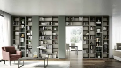 Libreria componibile a muro Living 809 in laccato opaco di Spagnol Mobili