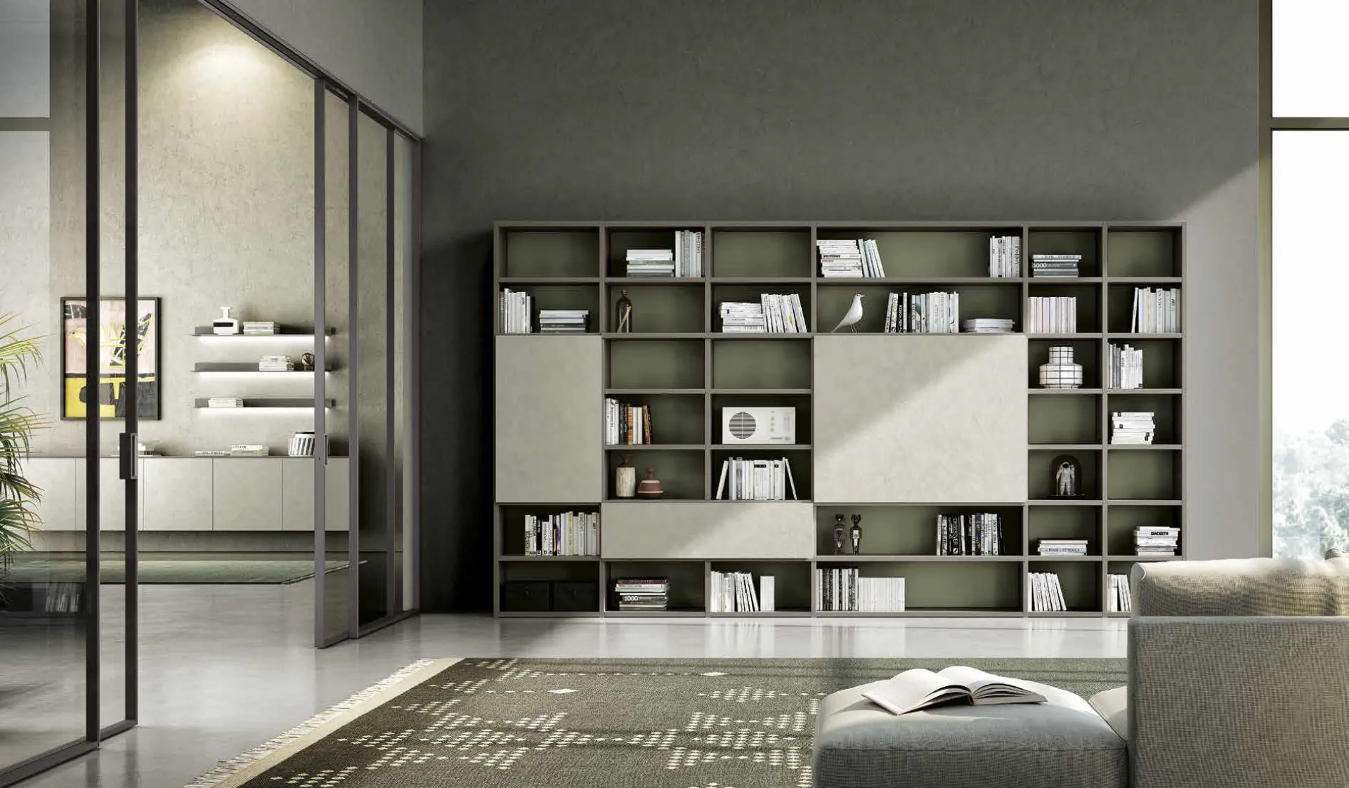 Libreria a muro Living 831 di Spagnol Mobili