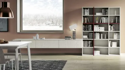 Libreria Living 861 in laccato opaco e gessato madreperla di Spagnol Mobili