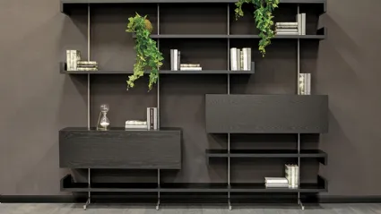 Libreria a muro in legno con montanti in metallo Plan di Tonin Casa