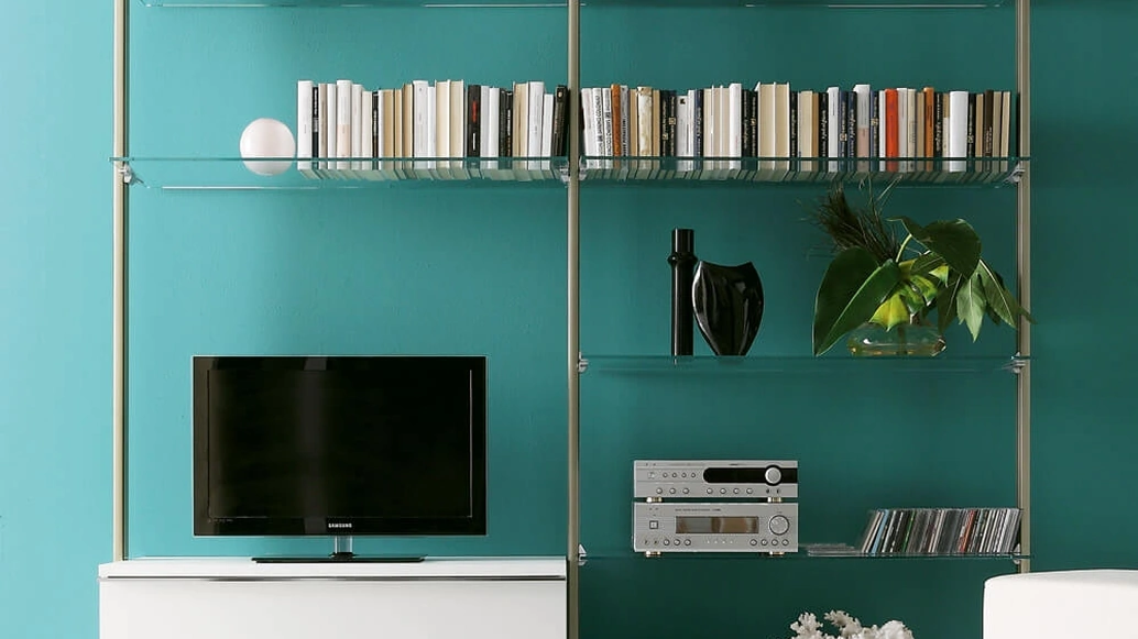 Libreria Portofino in metallo, vetro e laccato di Ponti Terenghi