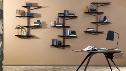 Libreria sospesa Albatros in metallo e legno di Tonin Casa