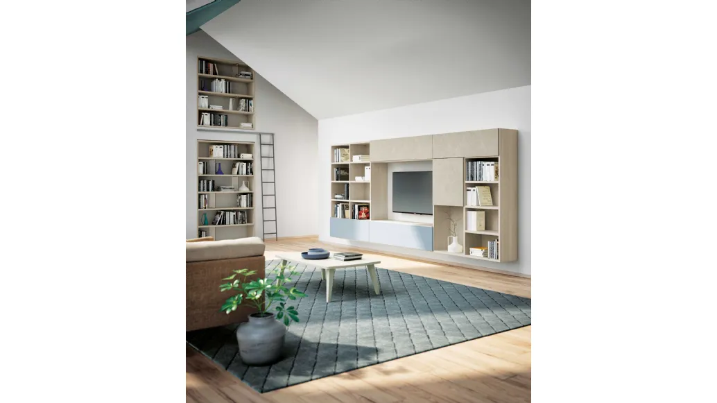 Libreria sospesa Vega Day Touch Madreperla di Spagnol Mobili