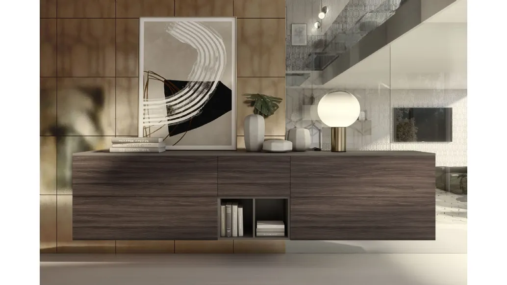 Madia sospesa In finitura olmo dark grey Supreme Ingrid di S75