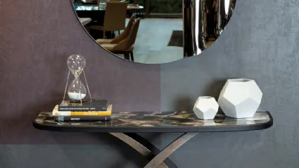 Mobile Ingresso Consolle Eliseo Élite con top in marmo e base in acciaio di Tonin Casa