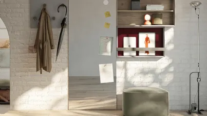 Mobile ingresso con specchiera in melaminico e laccato Sessanta 05 di Birex