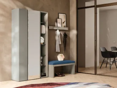 Mobile ingresso in laccato e melaminico con specchiera Sessanta 06 di Birex