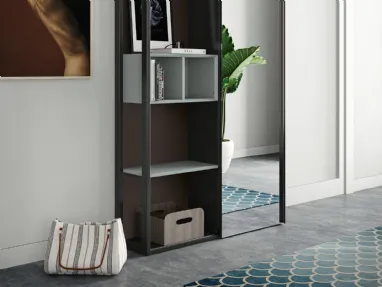 Mobile ingresso con mensole in laccato opaco e metallo Skap 02 di Birex