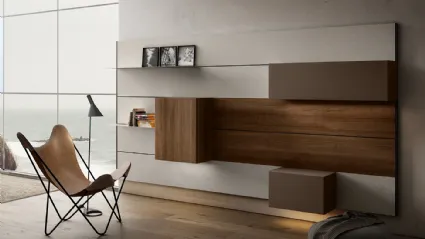 Mobile sospeso Living 01 in Noce e laccato opaco di Arredo3