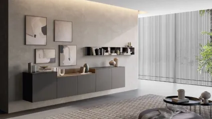 Mobile sospeso Living Time in laccato opaco di Arredo3