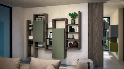 Mobile sospeso in laccato opaco e legno Side CF 034 di Fimar