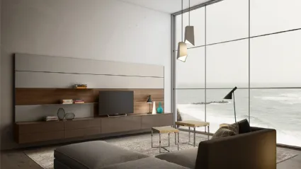 Parete Attrezzata sospesa in laccato lucido Living 01 di Arredo3