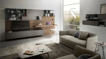 Parete Attrezzata Living 07 in laminato Grigio Londra di Arredo3