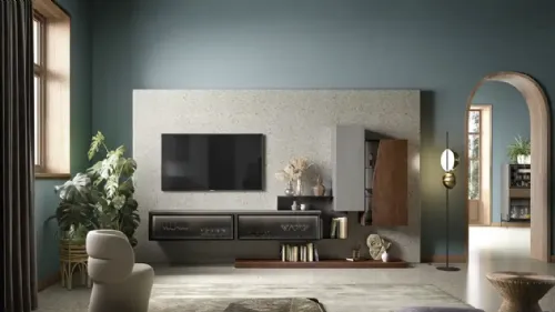 Parete Attrezzata Kosmos KC101 in legno e laccato di Moretti Compact Giorno Notte