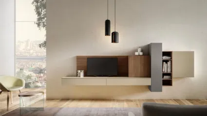 Parete Attrezzata Living 08 in laccato opaco e legno di Arredo3