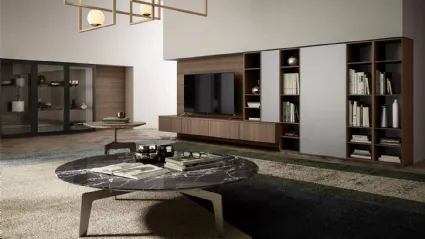Parete Attrezzata Living 09 in legno, laccato opaco e vetro di Arredo3