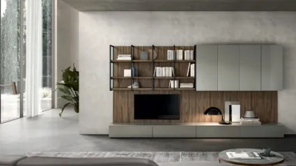 Parete Attrezzata Living Time 02 in laccato e legno di Arredo3