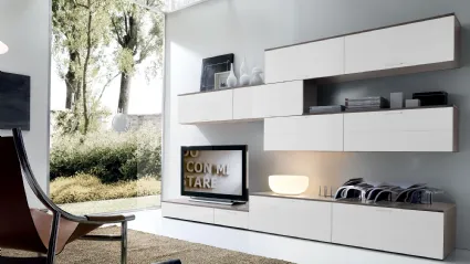 Parete Attrezzata in laccato bianco lucido Shining Vania di S75