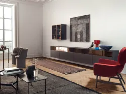 Parete Attrezzata sospesa Spazio in Frassino Antracite di Pianca