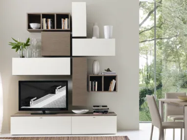 Parete Attrezzata in finitura rovere e biaco Spot Cindy 02 di S75