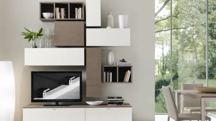 Parete Attrezzata in finitura rovere e biaco Spot Cindy 02 di S75