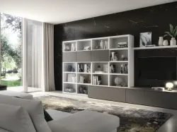 Parete Attrezzata in finitura olmo bianco e grey Spot Noemi 01di S75