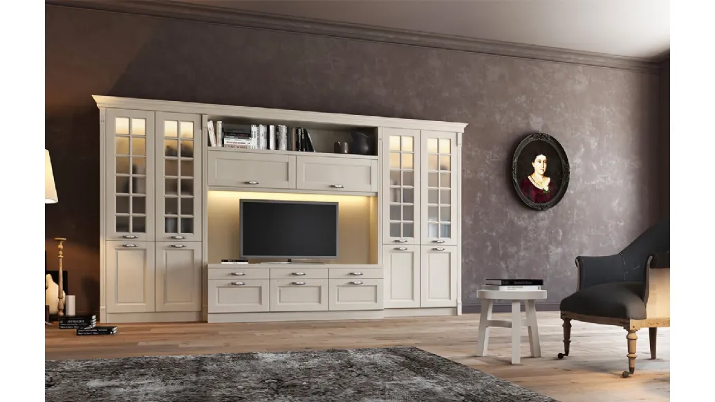 Parete Attrezzata in legno di Frassino Virginia II di Arredo3