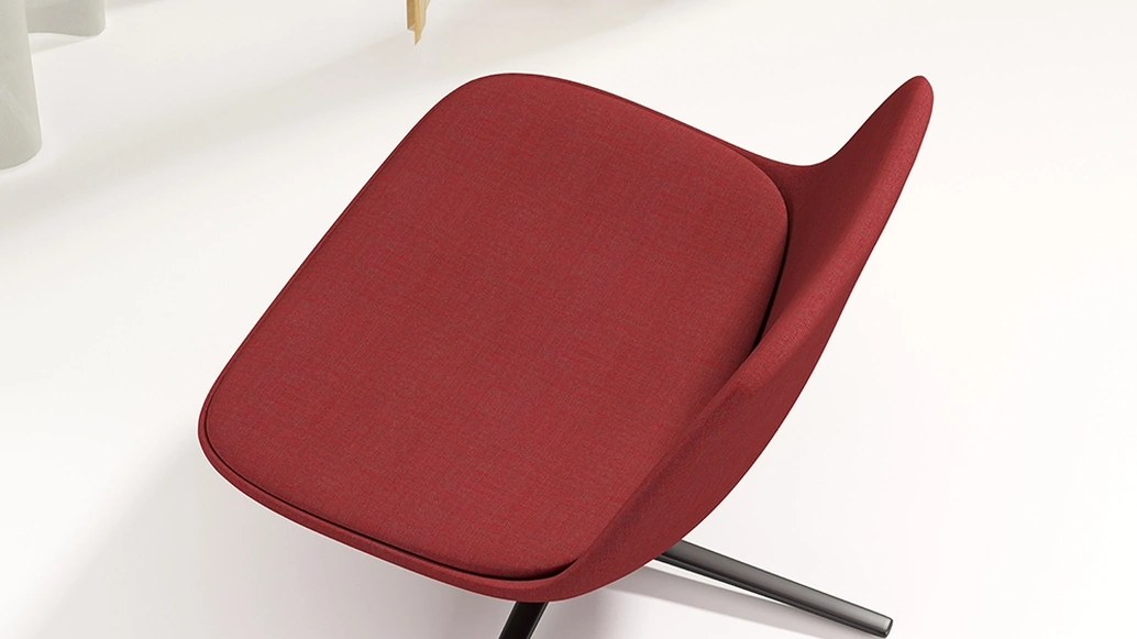 Poltroncina Pure Loop Lounge in tessuto imbottito con base a 4 razze in alluminio di Infiniti