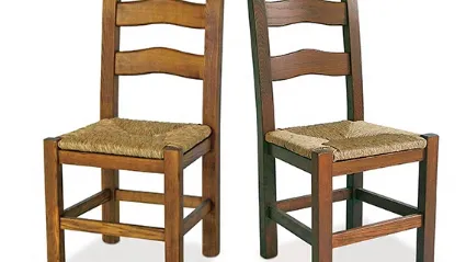 Sedia in legno rustico con sedile in paglia Bassano di Aeffe
