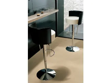 Sgabello di design in metallo con sedile bianco e schienale nero Boris di Aeffe