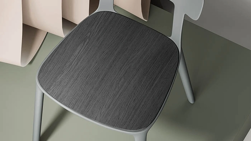 Sedia Canova in polipropilene con seduta in Frassino tinto Grigio Antracite di Infiniti