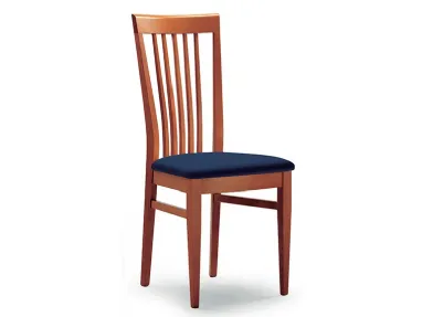 Sedia in legno e sedile blu imbottito in tessuto Cipria di Aeffe