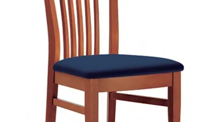 Sedia in legno e sedile blu imbottito in tessuto Cipria di Aeffe