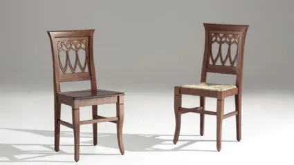 Sedia classica Cleo in legno con seduta in legno o impagliata di Sedie Brianza