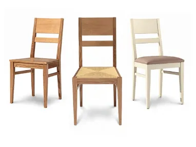Sedia in legno con sedile in legno, paglia o pelle imbottita Dana di Aeffe