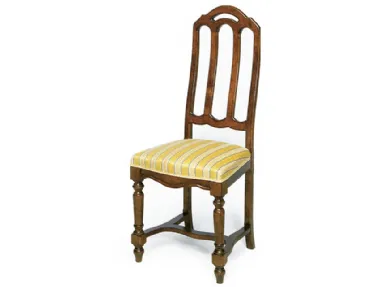 Sedia in stile con sedile imbottito rivestito in tessuto damascato Epoca di Aeffe