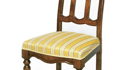 Sedia in stile con sedile imbottito rivestito in tessuto damascato Epoca di Aeffe