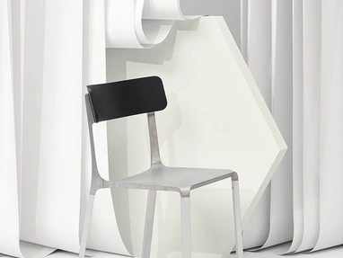 Sedia Ruelle in alluminio grezzo con schienale in Rovere di Infiniti