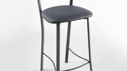 Sgabello Nicole Stool in metallo verniciato antracite con seduta in ecopelle di La Seggiola