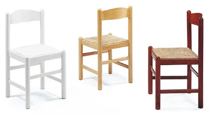 Sedia colorata con struttura in legno e sedile in paglia o tessuto Pisa di Aeffe