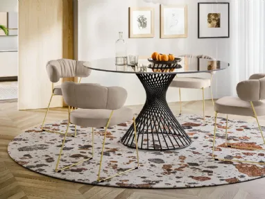 Sedia in microfibra imbottita con struttura in ottone verniciato Quadrotta di Calligaris