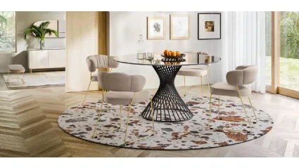 Sedia in microfibra imbottita con struttura in ottone verniciato Quadrotta di Calligaris