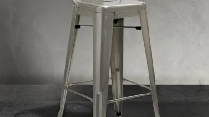 Sgabello Route 66 Back Stool 65 in metallo di La Seggiola